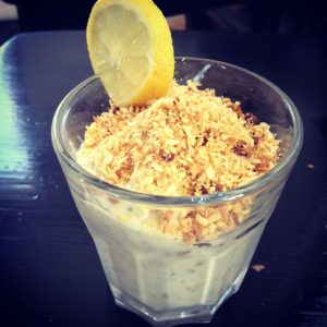 Raw Lemon Ice creme with coconut goji maple sprinkles